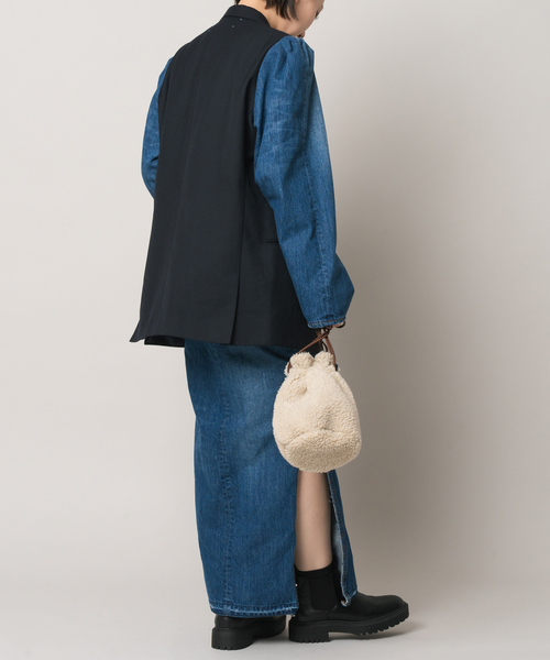 Bonum(ボナム)の「リメイクスリットターンドスカート(デニムスカート・レディース・ネイビー/コバルトブルー・26/30/28)」の5枚目の写真