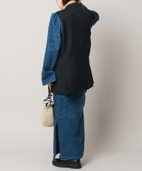 Bonum(ボナム)の「リメイクスリットターンドスカート(デニムスカート・レディース・ネイビー/コバルトブルー・26/30/28)」の6枚目の写真