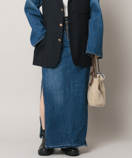 Bonum(ボナム)の「リメイクスリットターンドスカート(デニムスカート・レディース・ネイビー/コバルトブルー・26/30/28)」の7枚目の写真