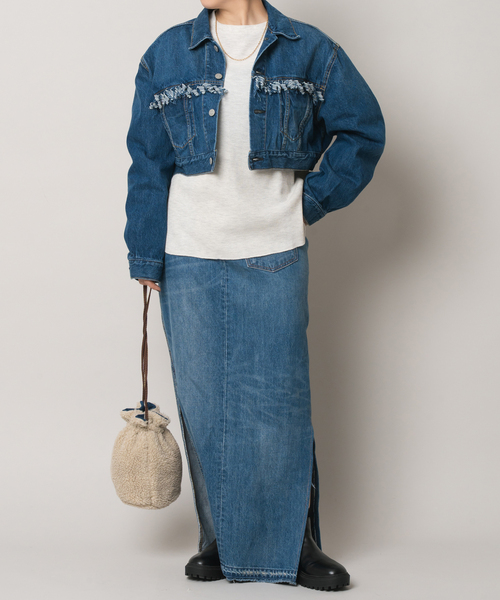 Bonum(ボナム)の「リメイクスリットターンドスカート(デニムスカート・レディース・ネイビー/コバルトブルー・26/30/28)」の9枚目の写真