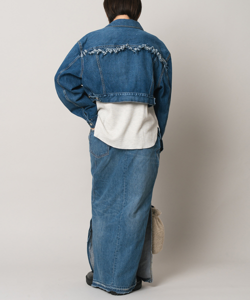 Bonum(ボナム)の「リメイクスリットターンドスカート(デニムスカート・レディース・ネイビー/コバルトブルー・26/30/28)」の10枚目の写真