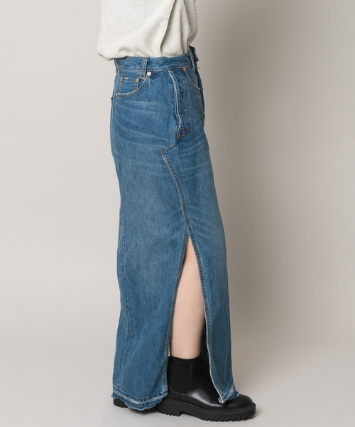 Bonum(ボナム)の「リメイクスリットターンドスカート(デニムスカート・レディース・ネイビー/コバルトブルー・26/30/28)」の13枚目の写真