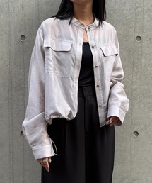 【&g'aime】シャーリングシアーシャツ　Shirred Sheer Shirt