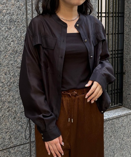 &g'aime（アンジェム）の「【&g'aime】シャーリングシアーシャツ　Shirred Sheer Shirt（シャツ/ブラウス・レディース・ライトグリーン/ブラック/ライトグレー・FREE）」の13枚目の写真