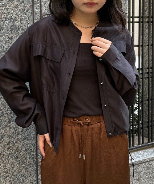 &g'aime（アンジェム）の「【&g'aime】シャーリングシアーシャツ　Shirred Sheer Shirt（シャツ/ブラウス・レディース・ライトグリーン/ブラック/ライトグレー・FREE）」の14枚目の写真