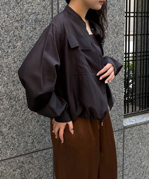 &g'aime（アンジェム）の「【&g'aime】シャーリングシアーシャツ　Shirred Sheer Shirt（シャツ/ブラウス・レディース・ライトグリーン/ブラック/ライトグレー・FREE）」の17枚目の写真