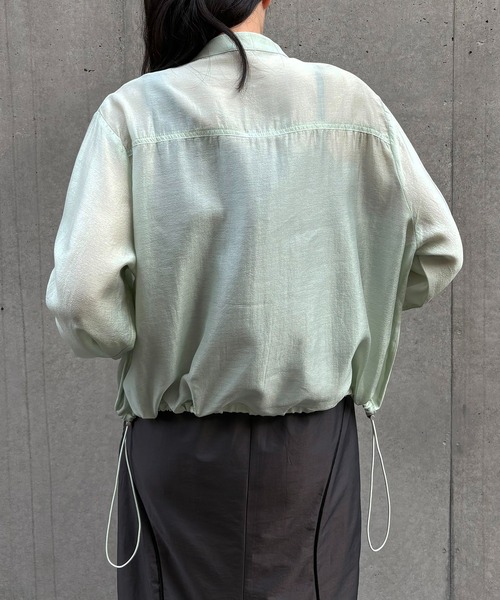 &g'aime（アンジェム）の「【&g'aime】シャーリングシアーシャツ　Shirred Sheer Shirt（シャツ/ブラウス・レディース・ライトグリーン/ブラック/ライトグレー・FREE）」の8枚目の写真