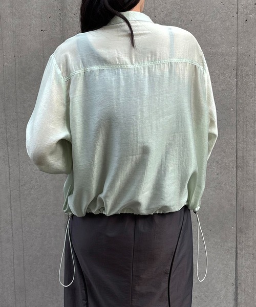 &g'aime（アンジェム）の「【&g'aime】シャーリングシアーシャツ　Shirred Sheer Shirt（シャツ/ブラウス・レディース・ライトグリーン/ブラック/ライトグレー・FREE）」の9枚目の写真