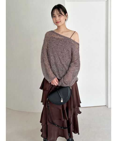 SNIDEL（スナイデル）の「サテンナローティアードスカート（スカート・レディース・ブラウン/ブルー/アイボリー・1/0）」の4枚目の写真