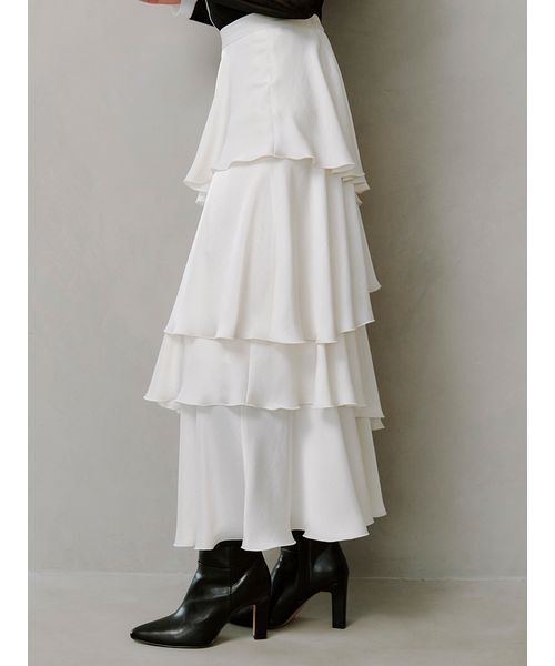 snidel サテンナローティアードスカート サテンナローティアードスカート（マキシ丈/ロングスカート）｜SNIDEL