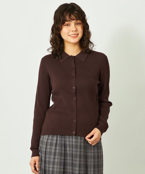 MACKINTOSH PHILOSOPHY（ﾏｯｷﾝﾄｯｼｭ ﾌｨﾛｿﾌｨｰ）の「GREY LABEL 衿付ニットカーディガン（カーディガン/ボレロ・レディース・ブラック/ブラウン系その他5/レッド系その他・2）」の2枚目の写真