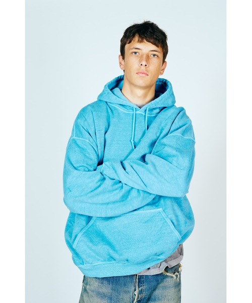 TOWNCRAFT（タウンクラフト）の「TOWN CRAFT タウンクラフト / 90S PIGMENT PULL HOODIE（パーカー・メンズ・ピンク/ネイビー/パープル/ブラック/ブルーグレー/オリーブ/エメラルド/ライトブルー/グレー/ターコイズブルー・MEDIUM/X-LARGE/XX-LARGE/LARGE）」の14枚目の写真
