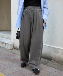 ＜アンチピリング/ウォッシャブル＞ヴィンテージライク ピグメントダンボールカーブパンツチャコールグレー