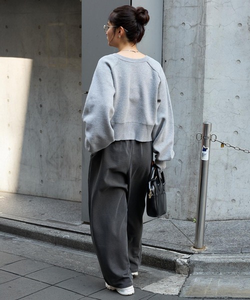 MONO-MART（モノマート）の「＜アンチピリング/ウォッシャブル＞ヴィンテージライク ピグメントダンボールカーブパンツ（その他パンツ・レディース・オフホワイト/グレー/ネイビー/ブラック/チャコールグレー・M/S/L）」の12枚目の写真