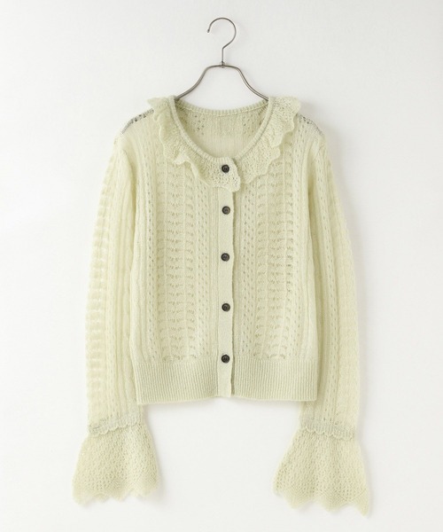 LOWRYS FARM(ローリーズファーム)の「レーシーフリルカーディガン 593406(カーディガン/ボレロ・レディース・アイボリー/ライトグリーン/ブラック・FREE)」の3枚目の写真