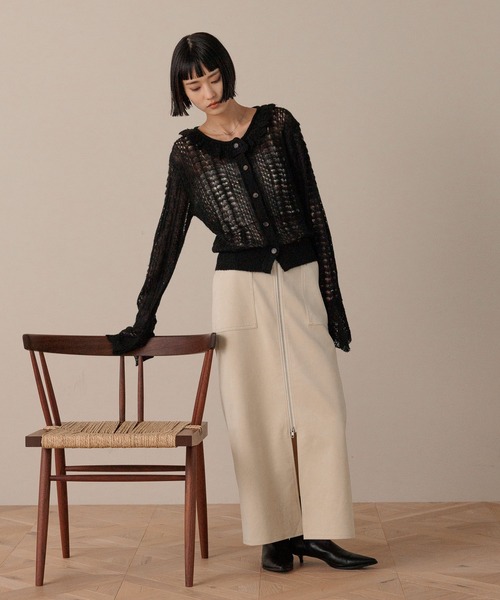 LOWRYS FARM(ローリーズファーム)の「レーシーフリルカーディガン 593406(カーディガン/ボレロ・レディース・アイボリー/ライトグリーン/ブラック・FREE)」の5枚目の写真