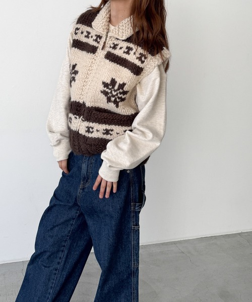 CANAL JEAN（キャナルジーン）の「El mar　ウールカウチンベスト（ベスト・レディース・ブラウン・ONE SIZE）」の2枚目の写真