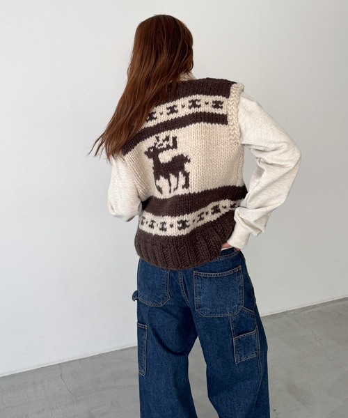 CANAL JEAN（キャナルジーン）の「El mar　ウールカウチンベスト（ベスト・レディース・ブラウン・ONE SIZE）」の3枚目の写真