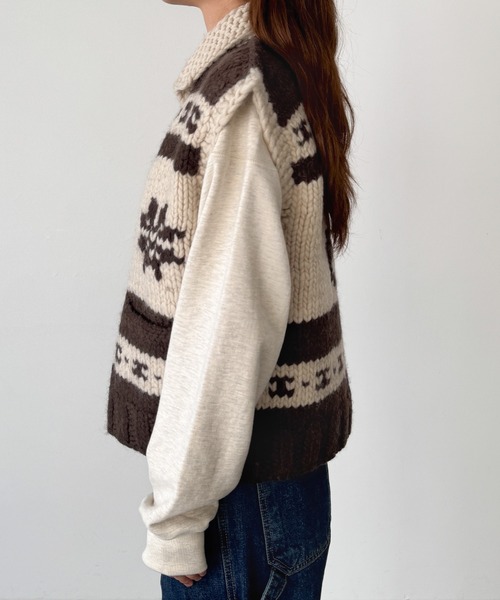 CANAL JEAN（キャナルジーン）の「El mar　ウールカウチンベスト（ベスト・レディース・ブラウン・ONE SIZE）」の6枚目の写真