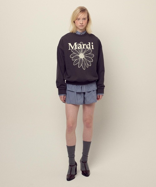 Mardi Mercredi(マルディメクルディ)の「SWEATSHIRT FLOWERMARDI / スウェットシャツ フラワーマルディ(スウェット・レディース・チャコールグレー/ブラウン/ネイビー/ブラック×ベージュ/ブラウン系その他/オートミール/ブラック×パープル/アッシュブラウン・FREE)」の11枚目の写真