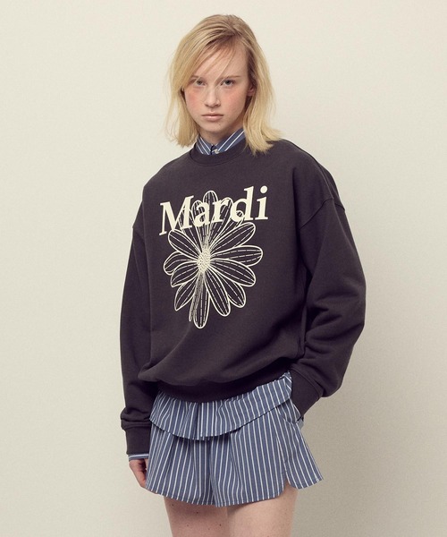 Mardi Mercredi(マルディメクルディ)の「SWEATSHIRT FLOWERMARDI / スウェットシャツ フラワーマルディ(スウェット・レディース・チャコールグレー/ブラウン/ネイビー/ブラック×ベージュ/ブラウン系その他/オートミール/ブラック×パープル/アッシュブラウン・FREE)」の13枚目の写真