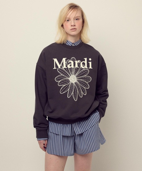 Mardi Mercredi(マルディメクルディ)の「SWEATSHIRT FLOWERMARDI / スウェットシャツ フラワーマルディ(スウェット・レディース・チャコールグレー/ブラウン/ネイビー/ブラック×ベージュ/ブラウン系その他/オートミール/ブラック×パープル/アッシュブラウン・FREE)」の14枚目の写真
