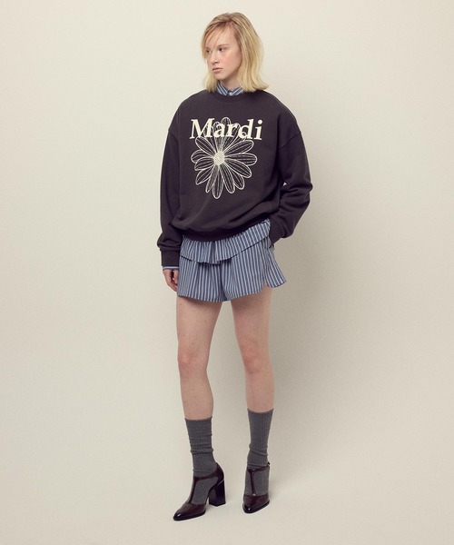 Mardi Mercredi(マルディメクルディ)の「SWEATSHIRT FLOWERMARDI / スウェットシャツ フラワーマルディ(スウェット・レディース・チャコールグレー/ブラウン/ネイビー/ブラック×ベージュ/ブラウン系その他/オートミール/ブラック×パープル/アッシュブラウン・FREE)」の15枚目の写真