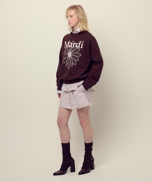 Mardi Mercredi(マルディメクルディ)の「SWEATSHIRT FLOWERMARDI / スウェットシャツ フラワーマルディ(スウェット・レディース・チャコールグレー/ブラウン/ネイビー/ブラック×ベージュ/ブラウン系その他/オートミール/ブラック×パープル/アッシュブラウン・FREE)」の16枚目の写真