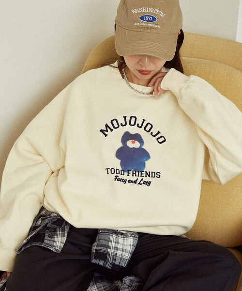 PUBLUX/パブリュクス mojojojo カレッジ風 フロッキー スウェット 限定