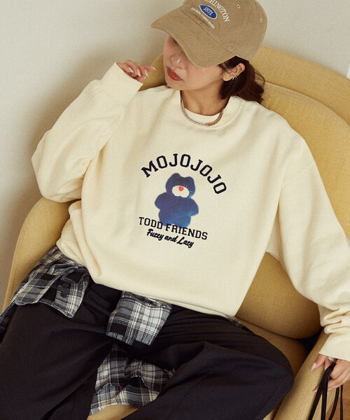 PUBLUX/パブリュクス mojojojo カレッジ風 フロッキー スウェット 限定