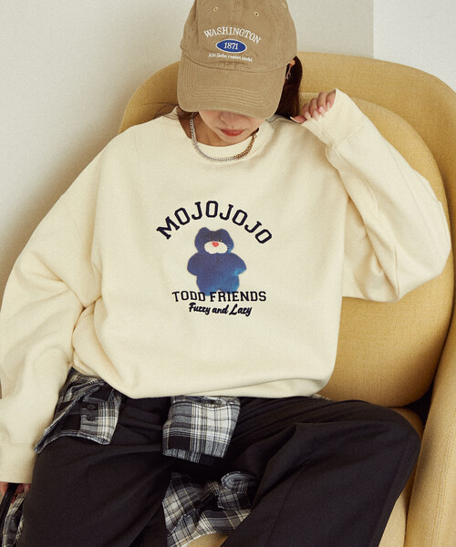 PUBLUX（パブリュクス）の「PUBLUX/パブリュクス mojojojo カレッジ風 フロッキー スウェット　限定展開（スウェット・レディース・ライトグレー/ネイビー/グレー/ナチュラル・ﾌﾘ-）」の17枚目の写真