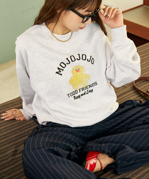 PUBLUX（パブリュクス）の「PUBLUX/パブリュクス mojojojo カレッジ風 フロッキー スウェット　限定展開（スウェット・レディース・ライトグレー/ネイビー/グレー/ナチュラル・ﾌﾘ-）」の13枚目の写真