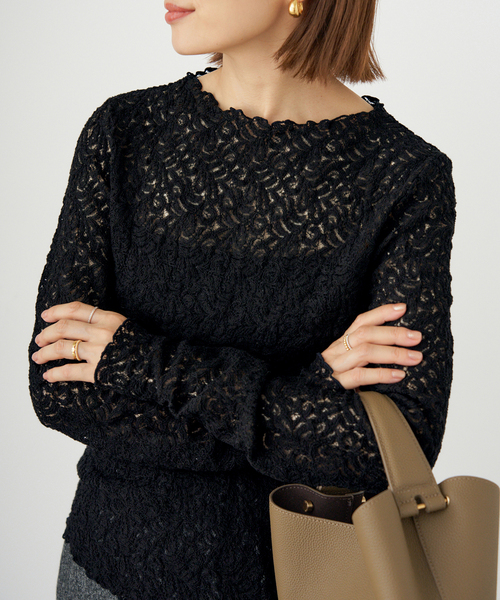 イエナ　新品　リーフレースボトルネックプルオーバー リーフレース ボトルネックプルオーバー（Tシャツ/カットソー）｜IENA