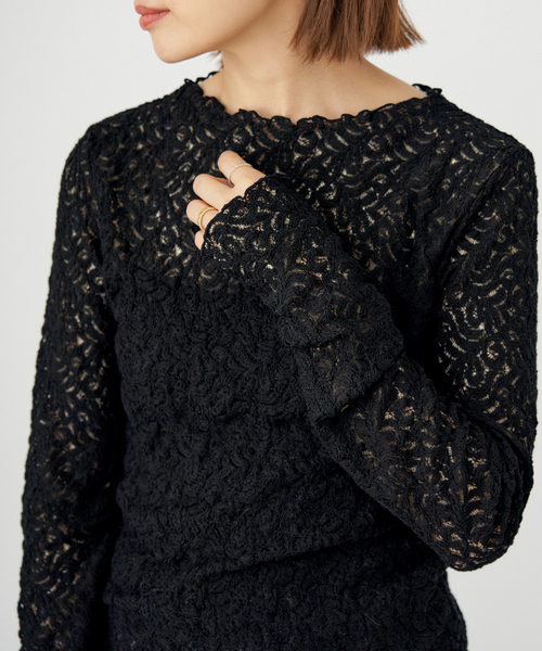 IENA(イエナ)の「リーフレース ボトルネックプルオーバー(Tシャツ/カットソー・レディース・アイボリー/ブラック・FREE)」の22枚目の写真