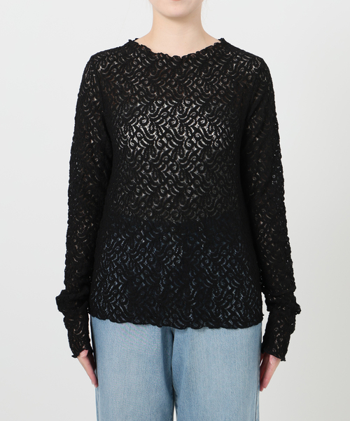 IENA(イエナ)の「リーフレース ボトルネックプルオーバー(Tシャツ/カットソー・レディース・アイボリー/ブラック・FREE)」の10枚目の写真