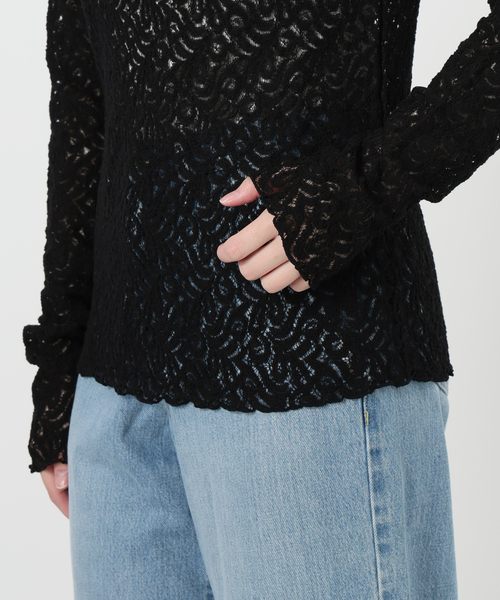 イエナ　新品　リーフレースボトルネックプルオーバー リーフレース ボトルネックプルオーバー（Tシャツ/カットソー）｜IENA