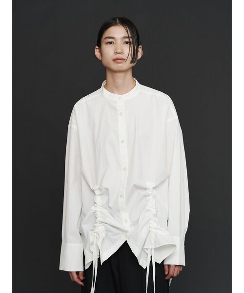 【美品】UN3D. アンスリード ヘムギャザー シャツ ブラウス ホワイト UN3D. ヘムギャザーシャツ ホワイト アンスリード ブラウス UN3D. ヘム