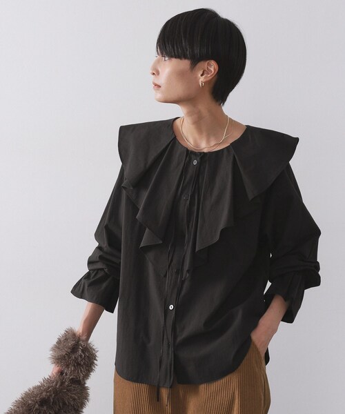 OPAQUE.CLIP（オペークドットクリップ）の「ラッフルフリルブラウス【洗濯機OK】（シャツ/ブラウス・レディース・ホワイト/ブラック/イエロー系その他・00）」の2枚目の写真