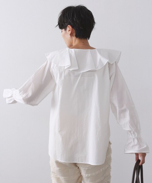 OPAQUE.CLIP（オペークドットクリップ）の「ラッフルフリルブラウス【洗濯機OK】（シャツ/ブラウス・レディース・ホワイト/ブラック/イエロー系その他・00）」の4枚目の写真