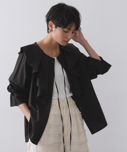 OPAQUE.CLIP（オペークドットクリップ）の「ラッフルフリルブラウス【洗濯機OK】（シャツ/ブラウス・レディース・ホワイト/ブラック/イエロー系その他・00）」の8枚目の写真