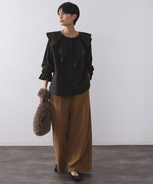 OPAQUE.CLIP（オペークドットクリップ）の「ラッフルフリルブラウス【洗濯機OK】（シャツ/ブラウス・レディース・ホワイト/ブラック/イエロー系その他・00）」の9枚目の写真