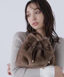 NATURAL BEAUTY BASIC | ◇フェイクミンクラウンドバッグ(ハンドバッグ)