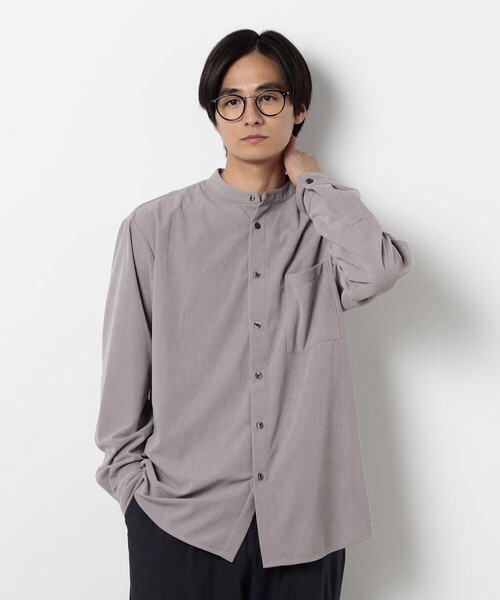 COMME CA ISM（コムサイズム）の「トリコットコーデュロイ バンドカラー シャツ（シャツ/ブラウス・メンズ・グレー/ホワイト/ブラウン/ネイビー・SMALL/MEDIUM/LARGE）」の3枚目の写真