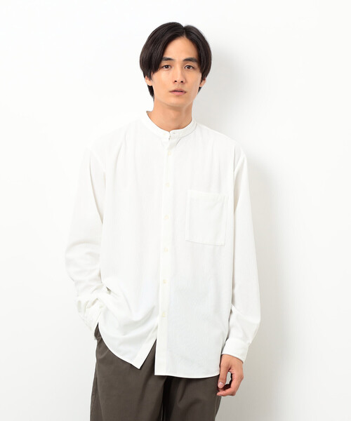 COMME CA ISM（コムサイズム）の「トリコットコーデュロイ バンドカラー シャツ（シャツ/ブラウス・メンズ・グレー/ホワイト/ブラウン/ネイビー・SMALL/MEDIUM/LARGE）」の8枚目の写真