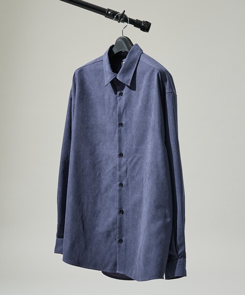 ABAHOUSE(アバハウス)の「スエードタッチ オーバーサイズ レギュラーカラーシャツ(シャツ/ブラウス・メンズ・ダークブラウン/ネイビー/ライトブルー/アイボリー・48/46)」の4枚目の写真