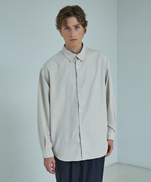 ABAHOUSE(アバハウス)の「スエードタッチ オーバーサイズ レギュラーカラーシャツ(シャツ/ブラウス・メンズ・ダークブラウン/ネイビー/ライトブルー/アイボリー・48/46)」の13枚目の写真