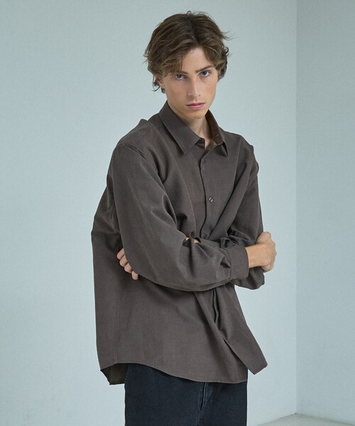 ABAHOUSE(アバハウス)の「スエードタッチ オーバーサイズ レギュラーカラーシャツ(シャツ/ブラウス・メンズ・ダークブラウン/ネイビー/ライトブルー/アイボリー・48/46)」の18枚目の写真