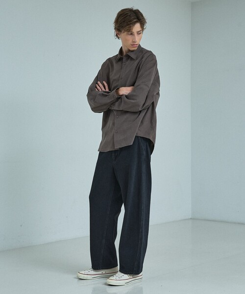 ABAHOUSE(アバハウス)の「スエードタッチ オーバーサイズ レギュラーカラーシャツ(シャツ/ブラウス・メンズ・ダークブラウン/ネイビー/ライトブルー/アイボリー・48/46)」の19枚目の写真