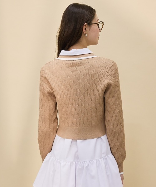 SWINGLE（スウィングル）の「配色ポロニット（ニット/セーター・レディース・ネイビー/ライトグレー/キャメル/ブラウン/グレー/オフホワイト・FREE）」の20枚目の写真