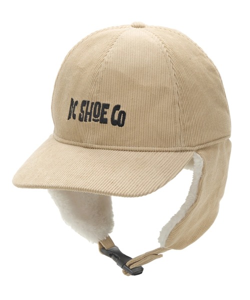 DC SHOES(ディーシーシューズ)の「24 WR CORDUROY FLIGH /DC撥水ロゴワンポイントコーデュロイフライトキャップ(帽子)(キャップ・メンズ・ベージュ系その他/ブラック×ブラック・FREE)」の1枚目の写真